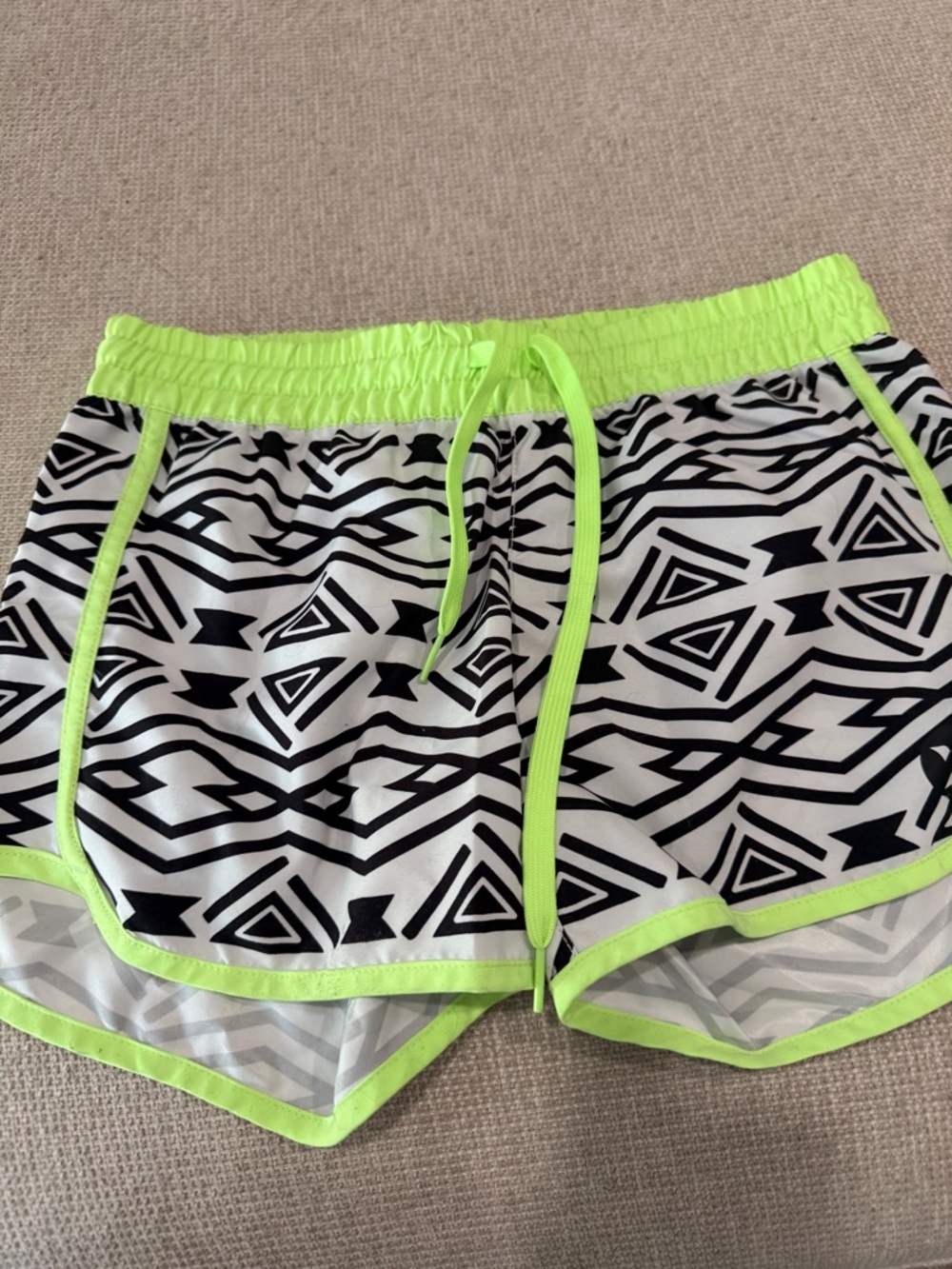 Hurley Black & Neon Green Geometric Athletic Shorts